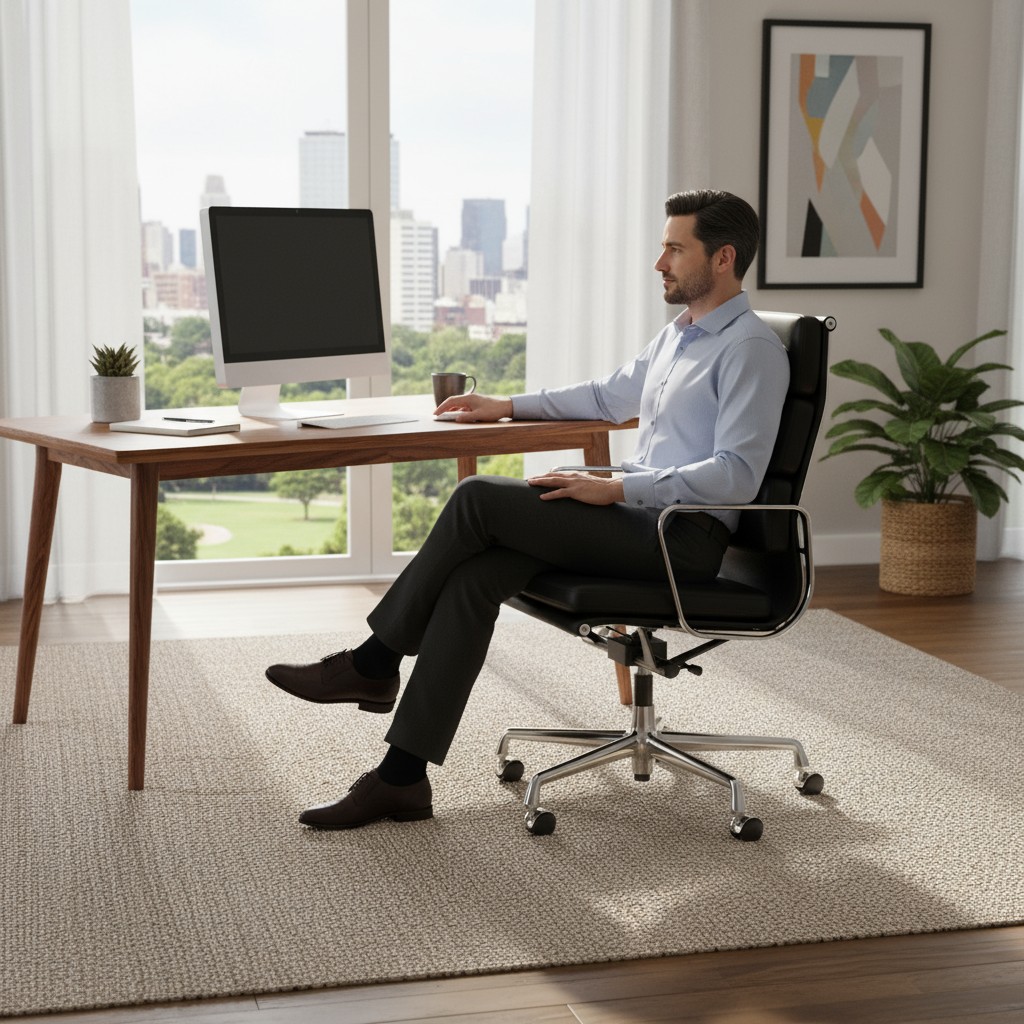 Soft Pad Chair EA219 / EA 219 CHROME / LEDER NERO Fauteuil Vitra OFFRE SPECIALE