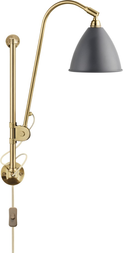 Bestlite Wandleuchte BL5 in Grau und Messing von Gubi, flexible Innenleuchte für Wandmontage.