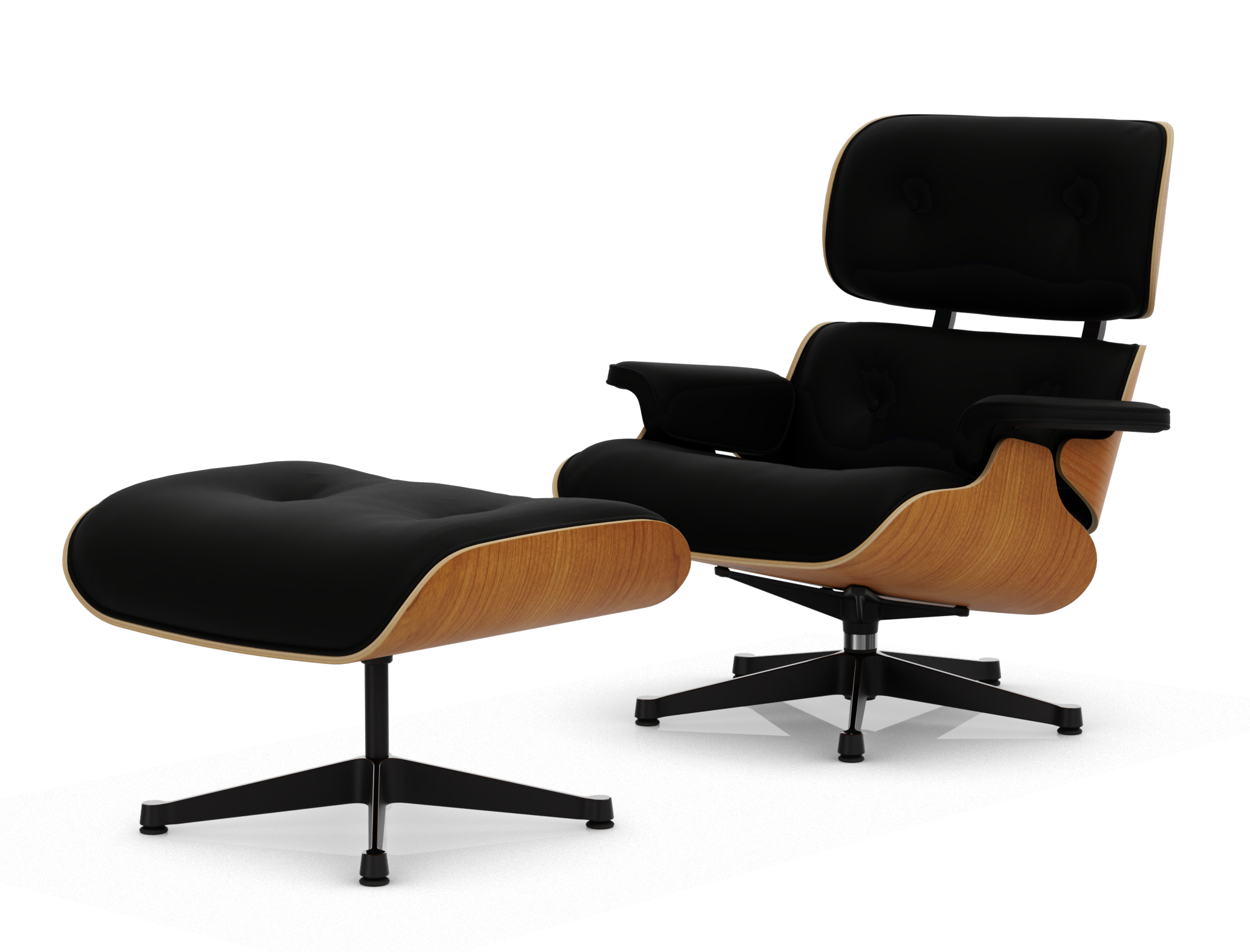 Eames Lounge Chair & Ottoman Fauteuil COMPOSITION PRÉFÉRENTE en cuir Premium Vitra Cerisier naturel