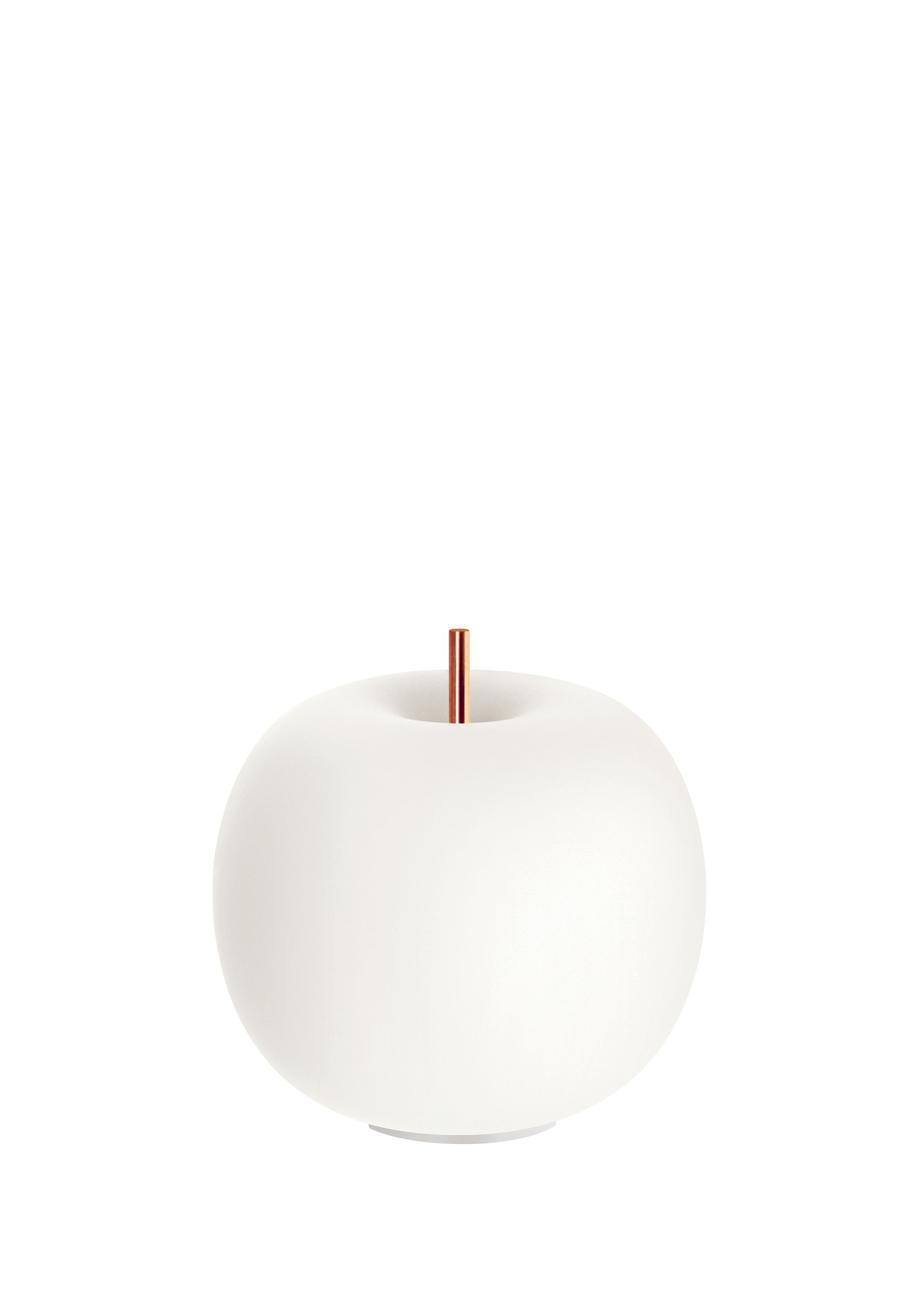 Kushi 16 Mobile Tischleuchte Kupfer Kdln, weiße Kugel mit Kupferstab, moderne Tischlampe.