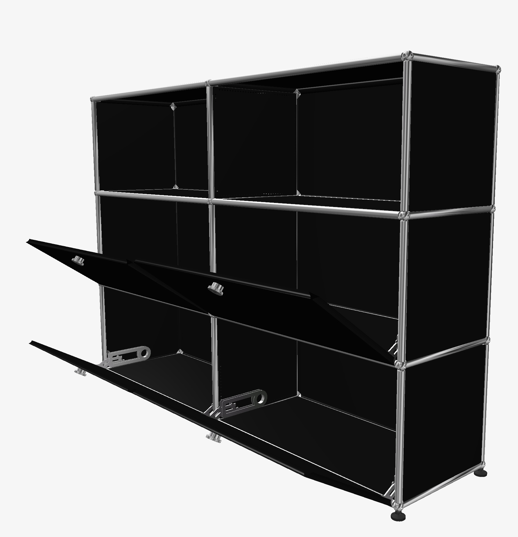 USM Haller Highboard 4 Volets / 2 Ouverts Noir graphite - LIVRAISON RAPIDE