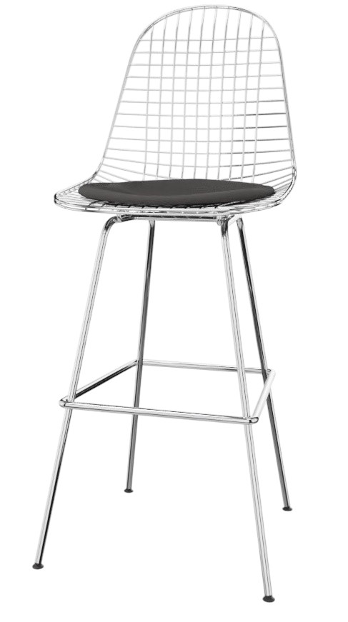Eames Wire Bar Stool Tabouret de bar moyen avec coussin d'assise Vitra 