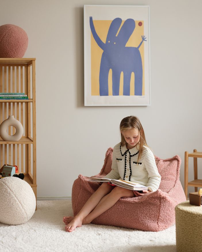 Fauteuil-sac d'enfant Tissu Teddy Goyave Wigiwama