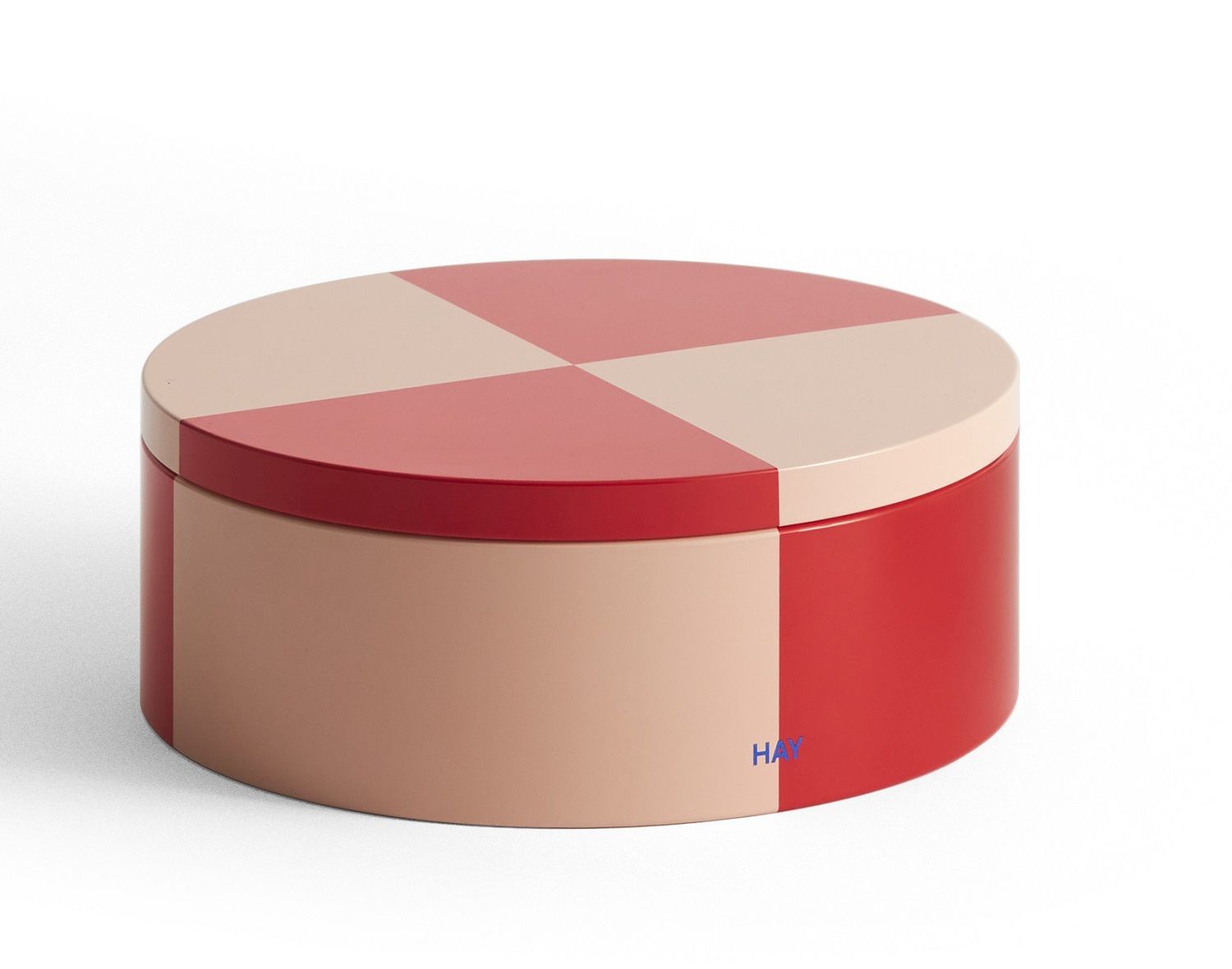 Tin Container Round Red and soft pink Boîte de rangement Hay