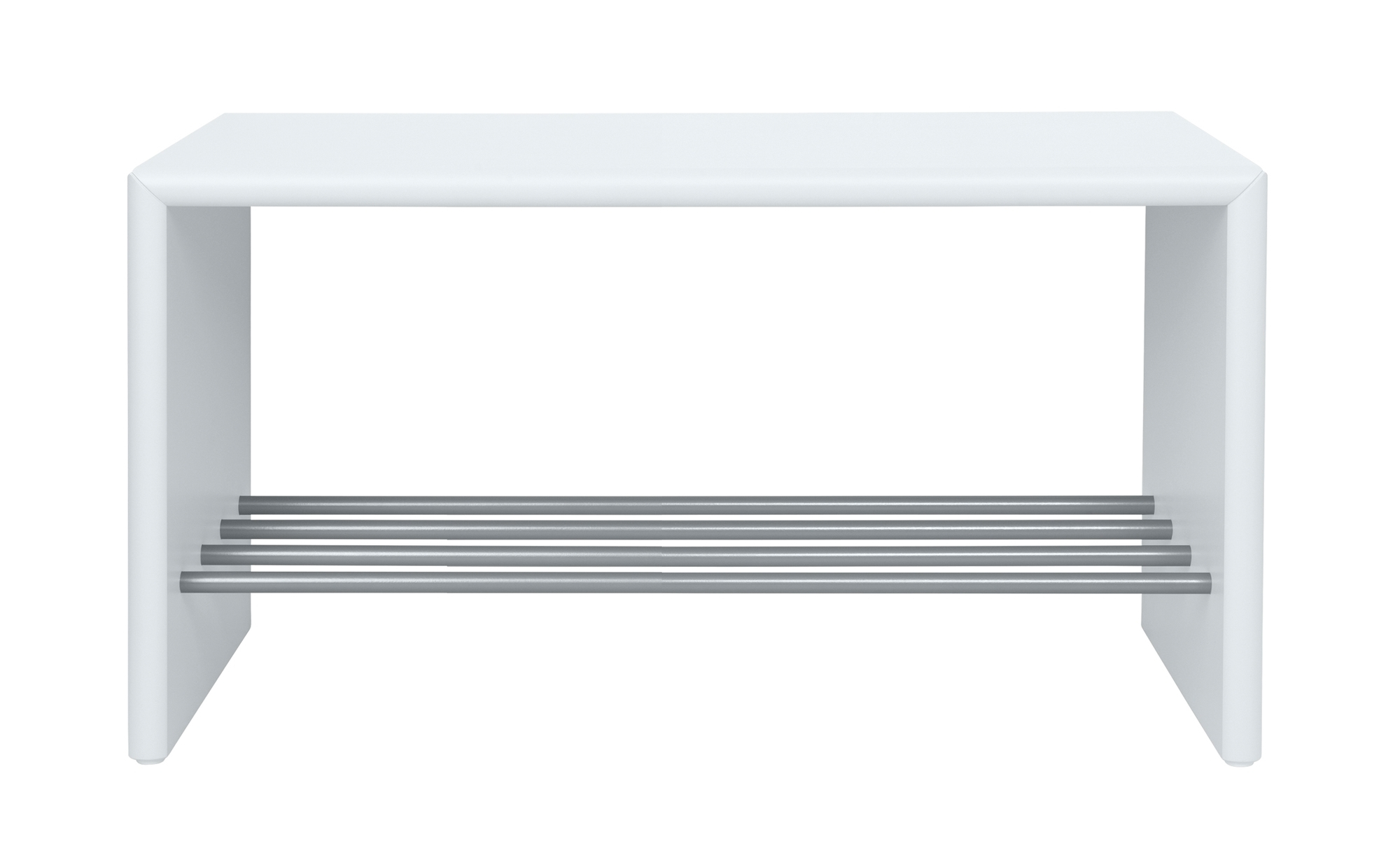 Banc de chaussures  80 cm New White Montana Weiße Schuhbank mit Sitzfläche und Schuhablage aus Metall, Modell Montana.