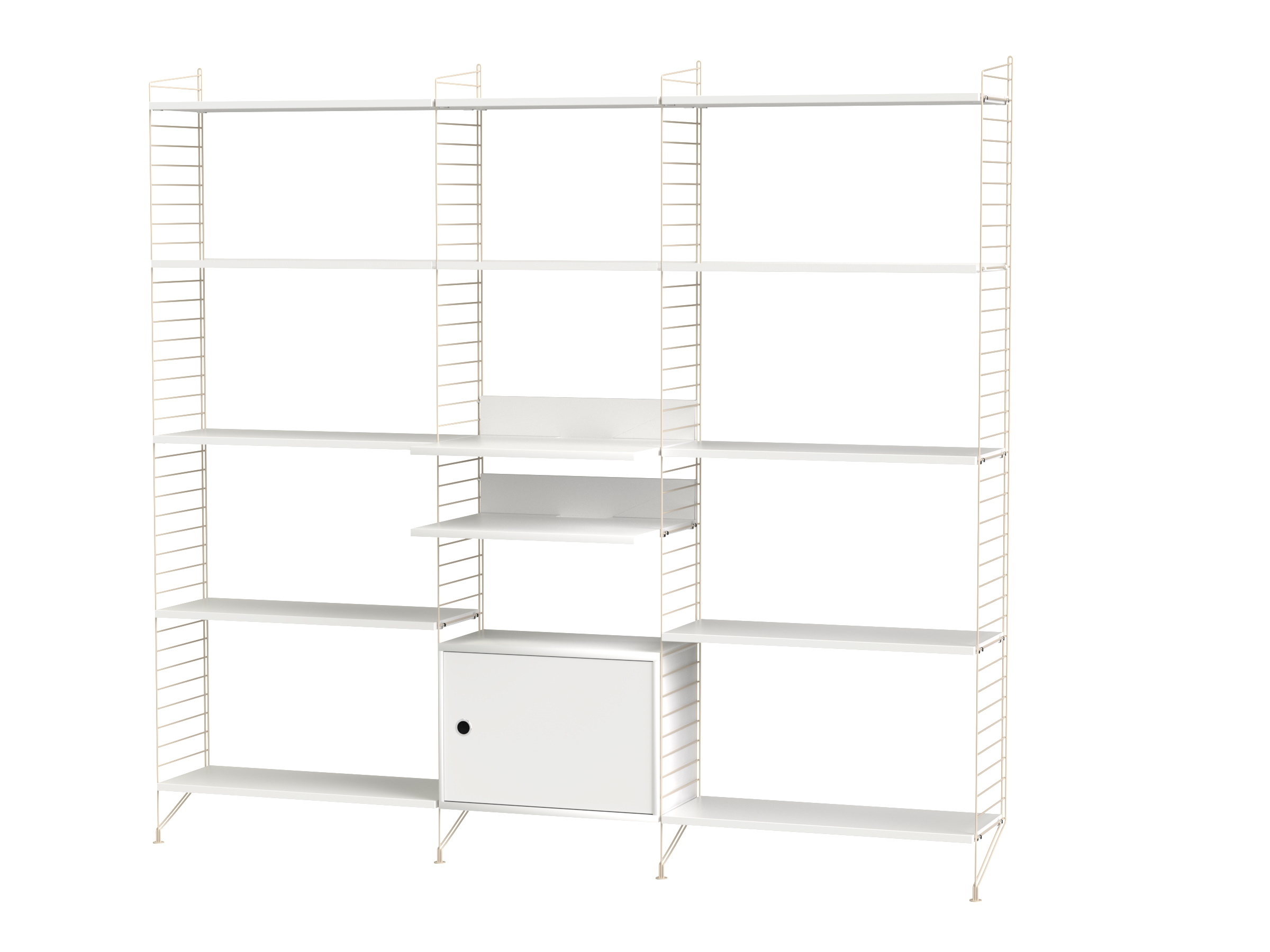 String Salon Système d'étagères murales Q String Furniture Blanc - Beige