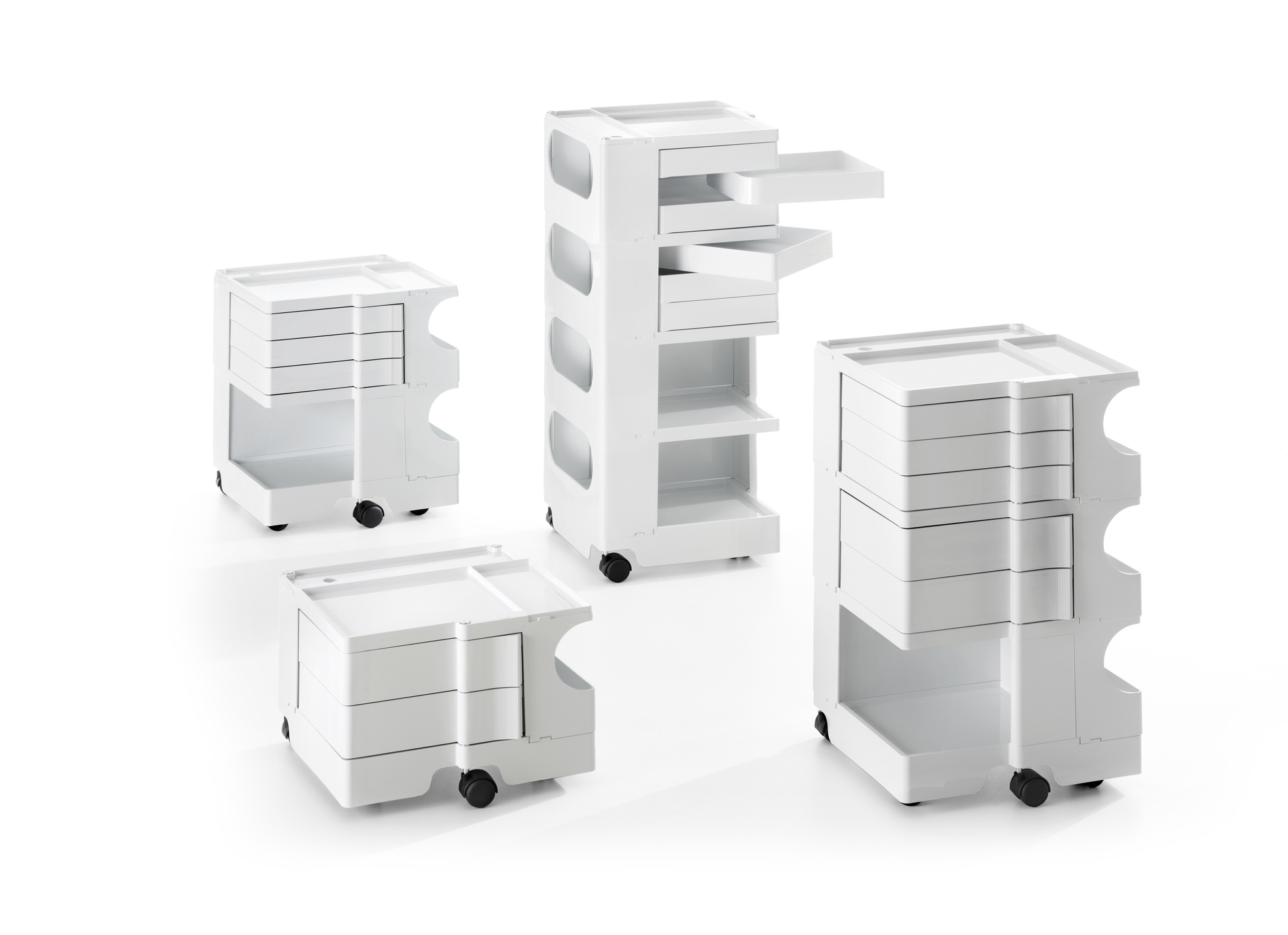 Boby B33 Bacs Roulants B-Line Weißer Boby Rollcontainer mit Schubladen und Ablagefächern, flexibel und mobil für Büro oder Zuhause.