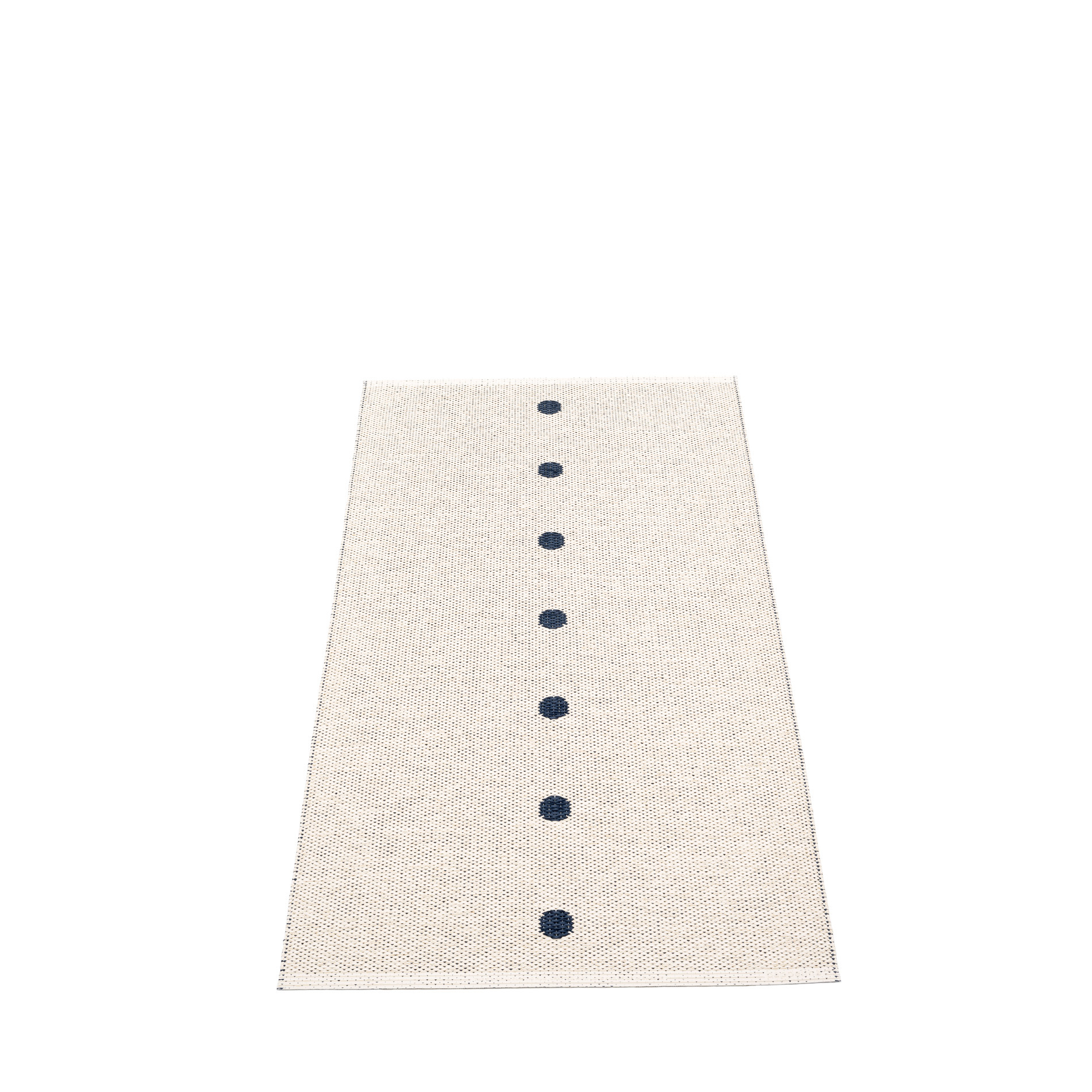 Pappelina Teppich Peg, 70x140 cm, creme-weiß mit blauen Punkten, Kunststoffteppich für Innenräume.