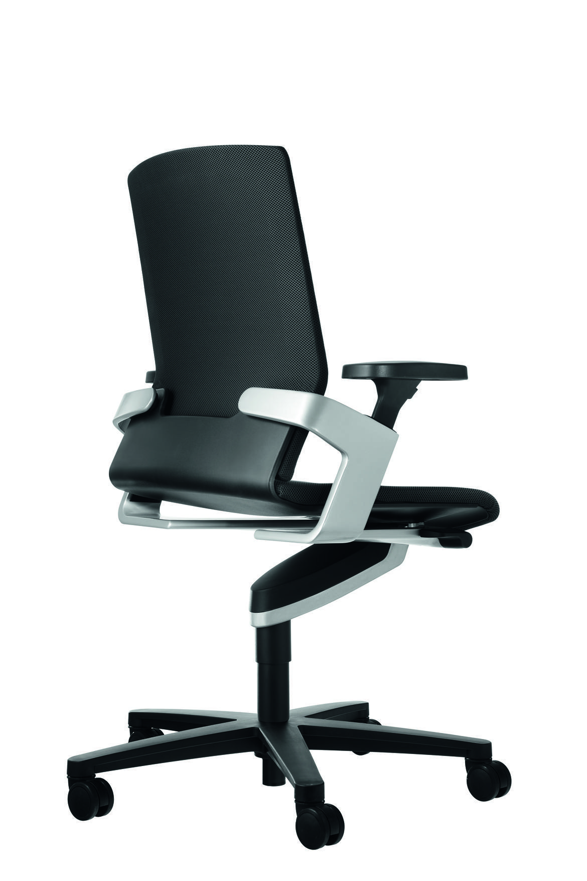 Schwarzer Wilkhahn ON Drehstuhl mit hoher Rückenlehne, ergonomisch und modern für das Büro.