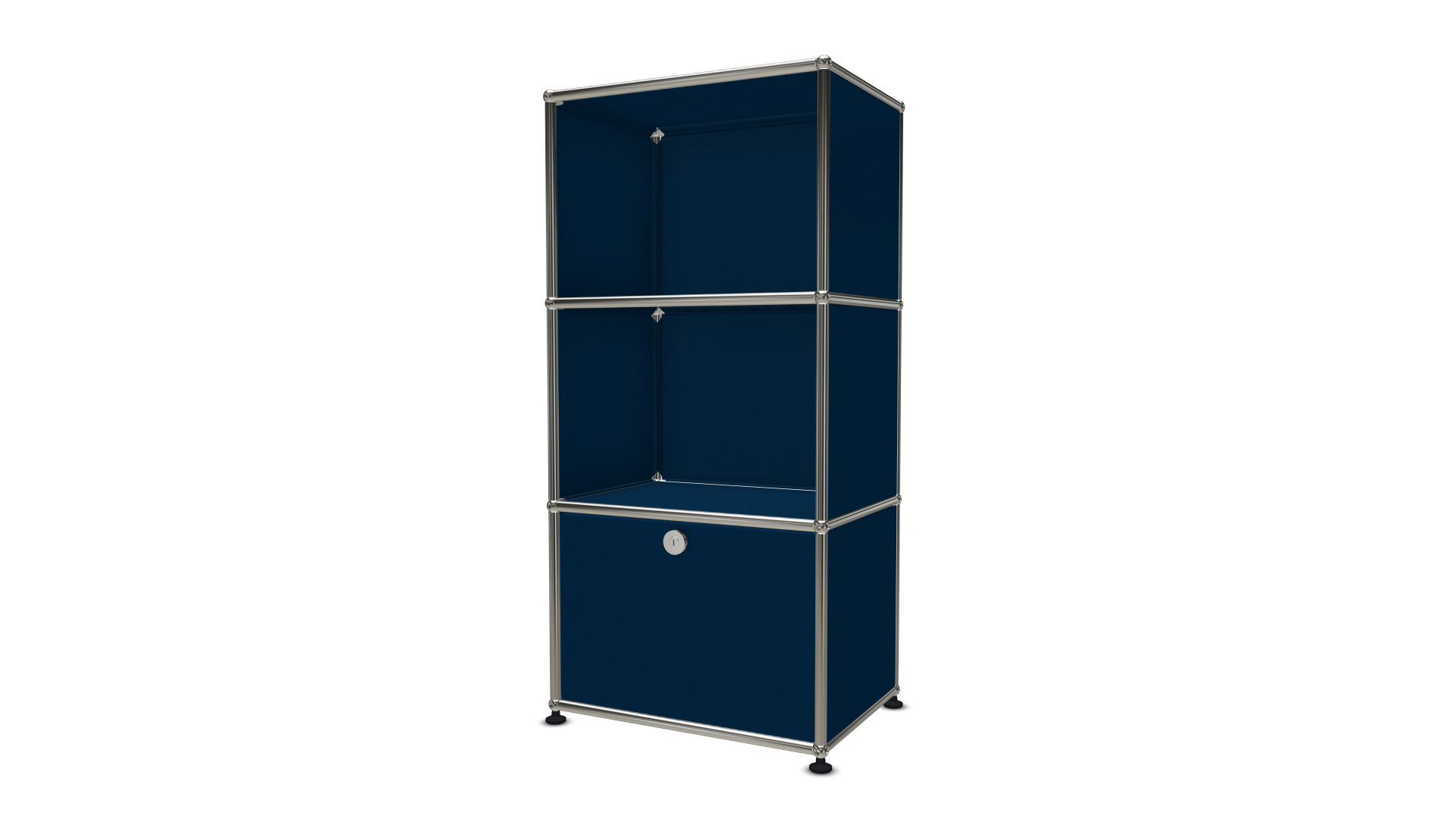 USM Haller Regal mit einer Ausziehtür stahlblau
