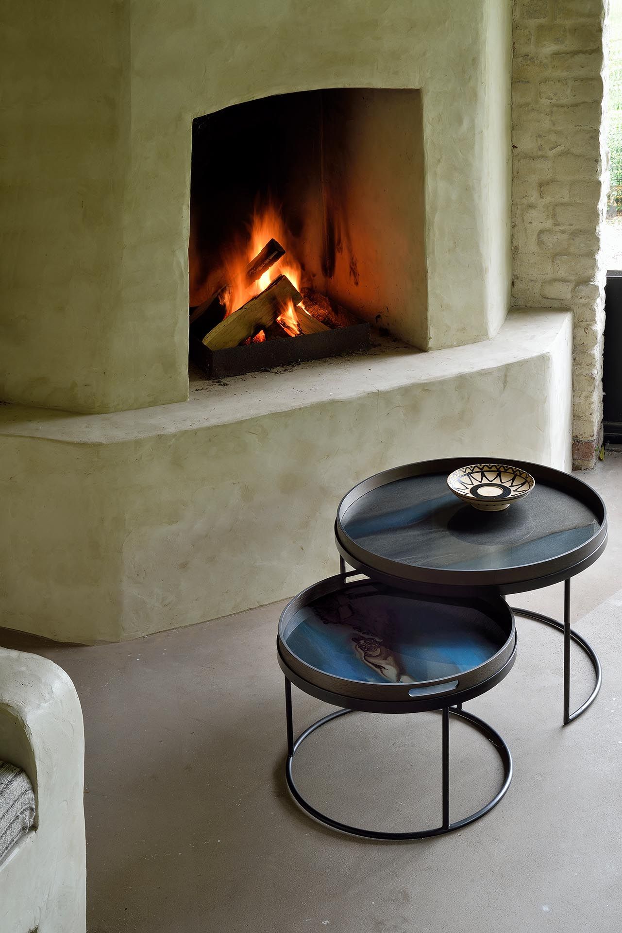 Table basse 2 pièces Noir Rond S/L Ethnicraft 