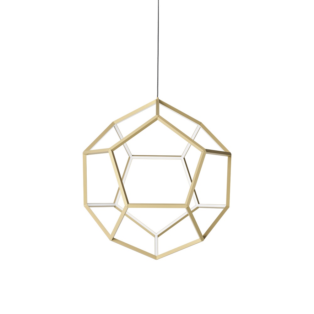 Dodeca Pendelleuchte: Goldfarbene, geometrische Hängelampe für moderne Raumbeleuchtung. Japth Design Leuchte.