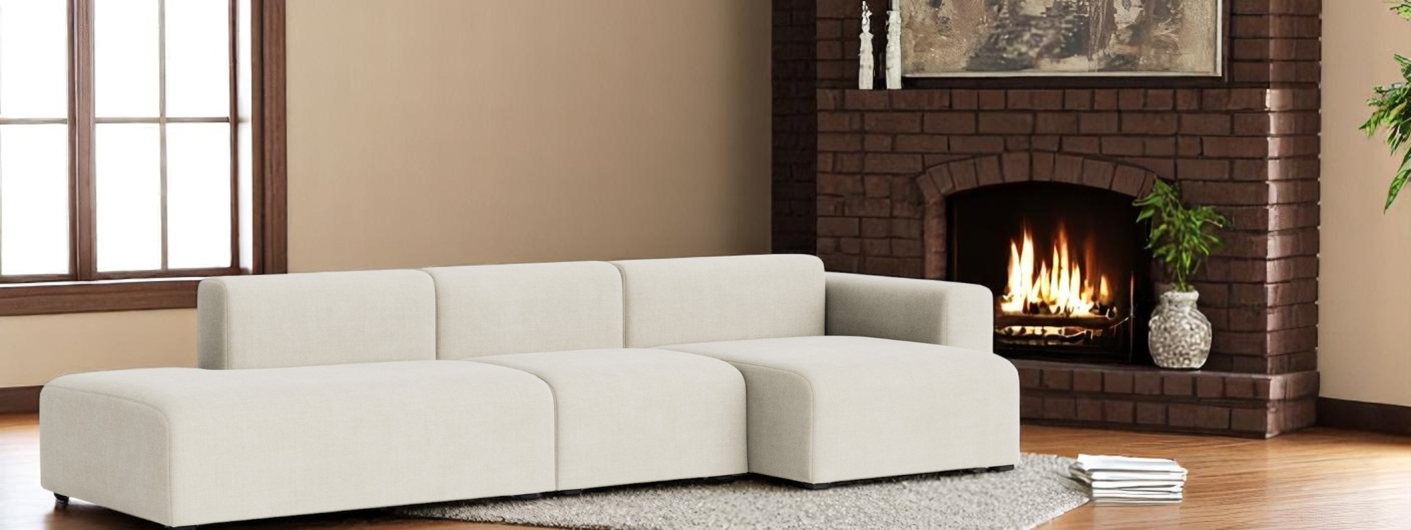 Canapé Mags 3 places Combination 4 Low Armrest avec accoudoir à droite Hay