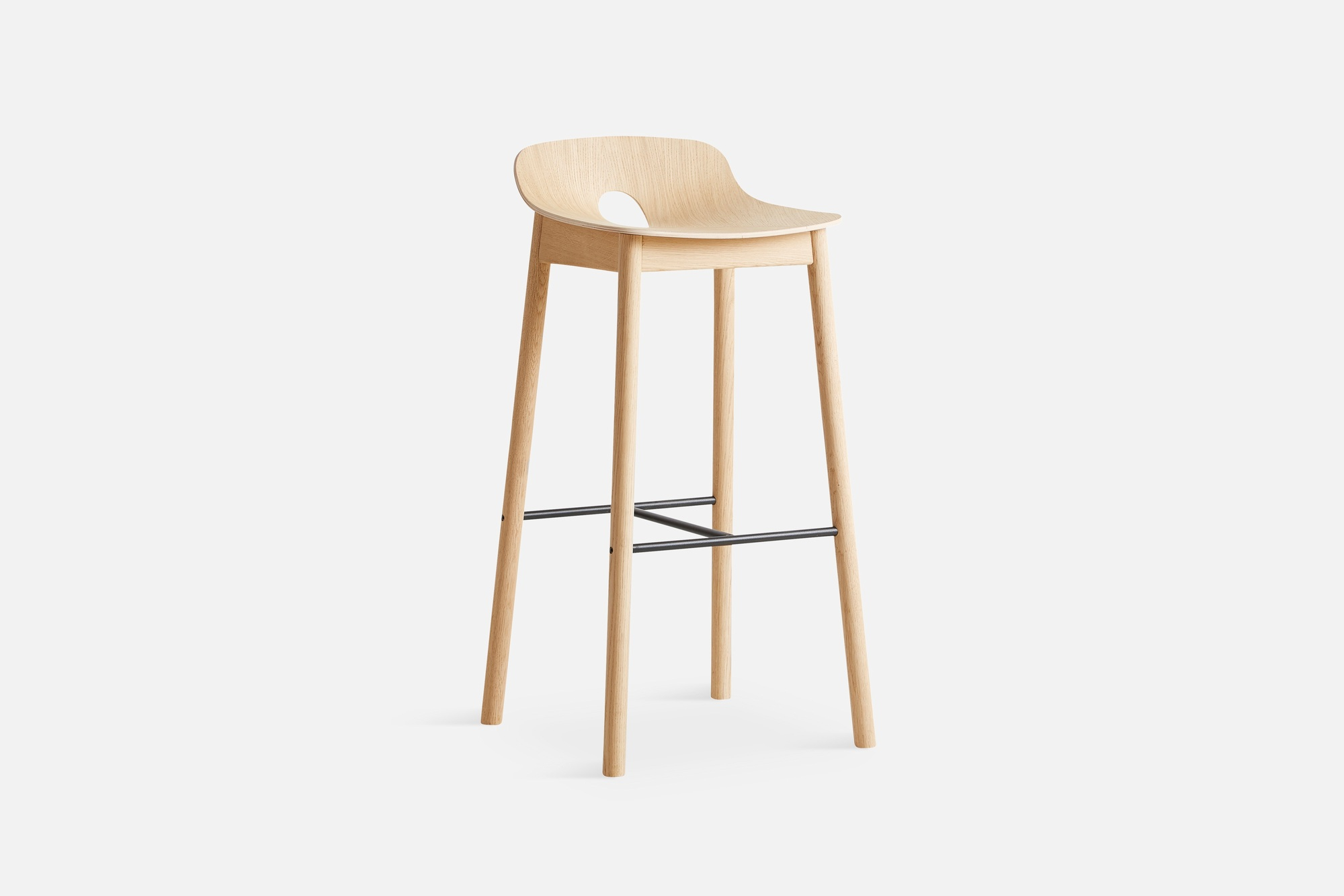 Mono Tabouret de Bar Chêne pigmenté blanc Woud OFFRE SPECIALE