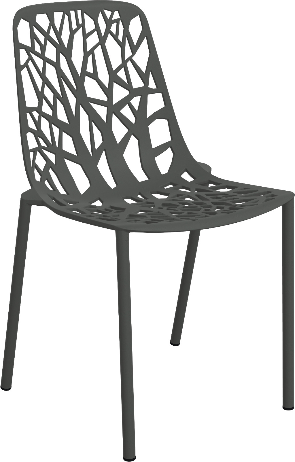 Forest Outdoor Stuhl in Metallic Grau mit Baumdesign für Garten und Terrasse.