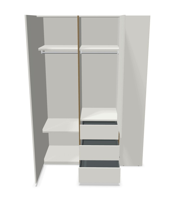Armoire MODULAR PLUS Combinaison avec étagère annexe à droite et 3 tiroirs Müller Möbelwerkstätten
