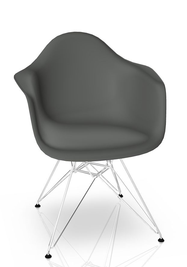 Eames Plastic Arm Chair DAR Chaise Vitra Chromé - Granite gris