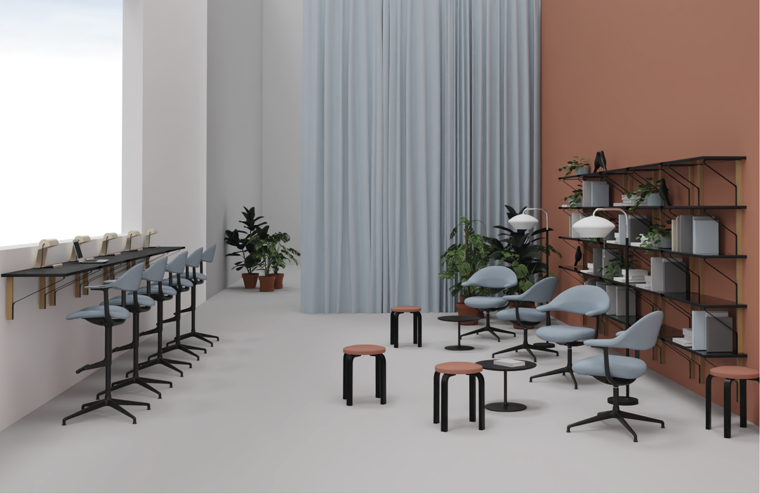 Fauteuil pivotant Mynt High assise et dossier en plastique Vitra