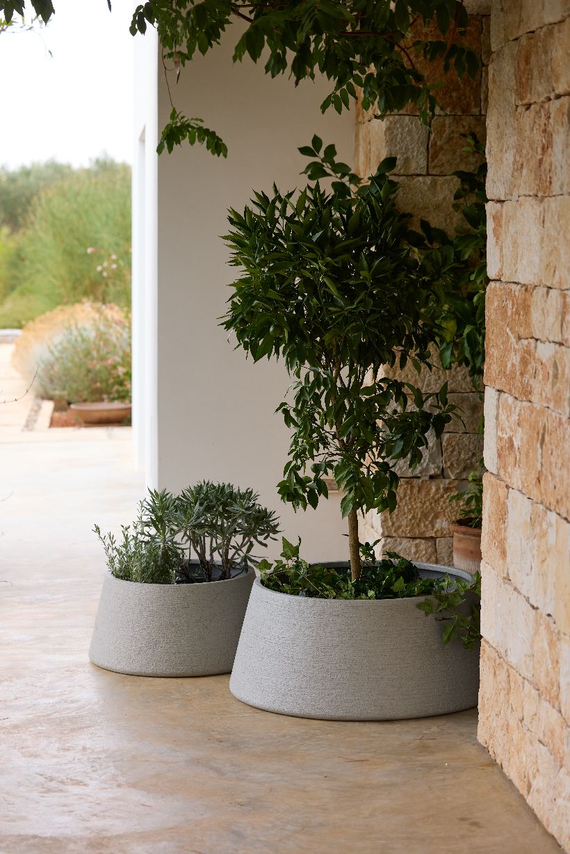 Jardinière trapézoïdale moyenne pour extérieur, style canne