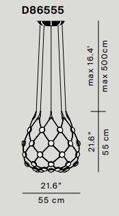 D86 Mesh Plafonnier Ø55cm - Longueur du câble 1m Luceplan