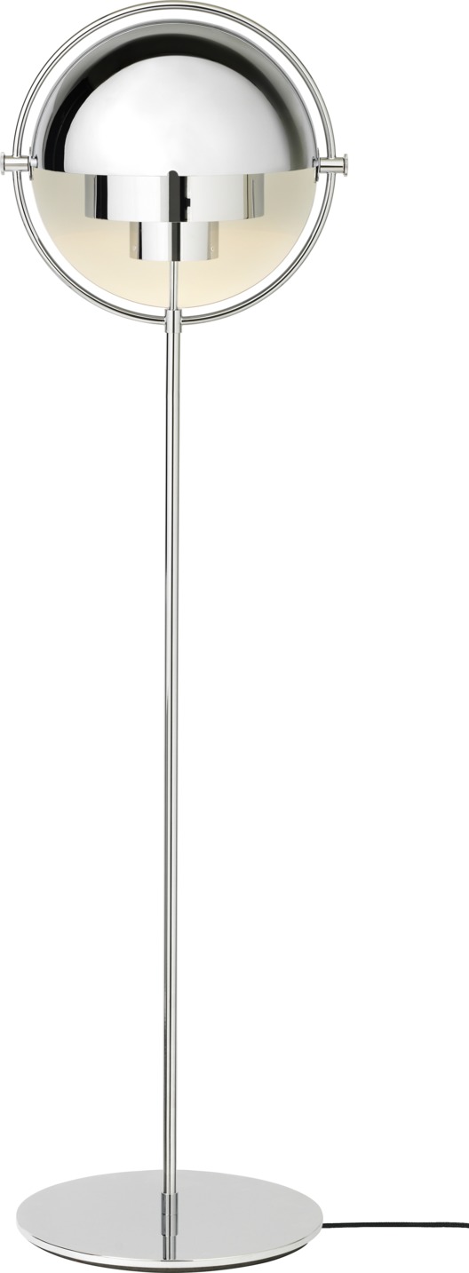Multi-Lite Stehleuchte von Gubi in Chrom: Moderne Stehlampe mit verstellbarem Schirm.