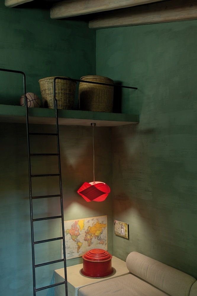 Nut Suspension Lampe suspendue Câble et baldaquin en noir Abat-jour en orange LZF Lamps