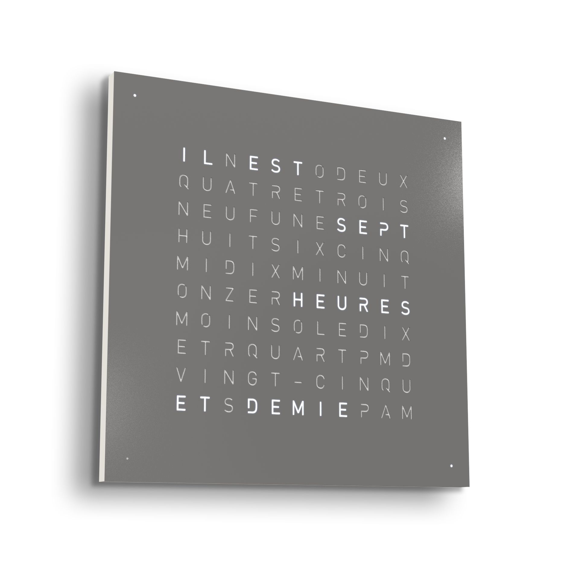 Earth 90 Steel Series Horloge murale / Objet temporel Français QLOCKTWO