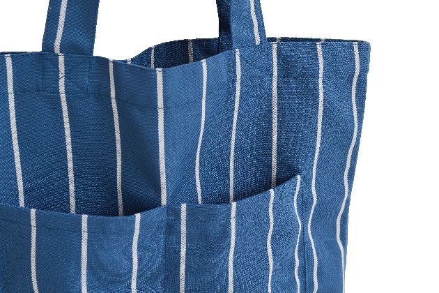 Sac cabas de marché extérieur bleu à rayures beiges couleur Hay