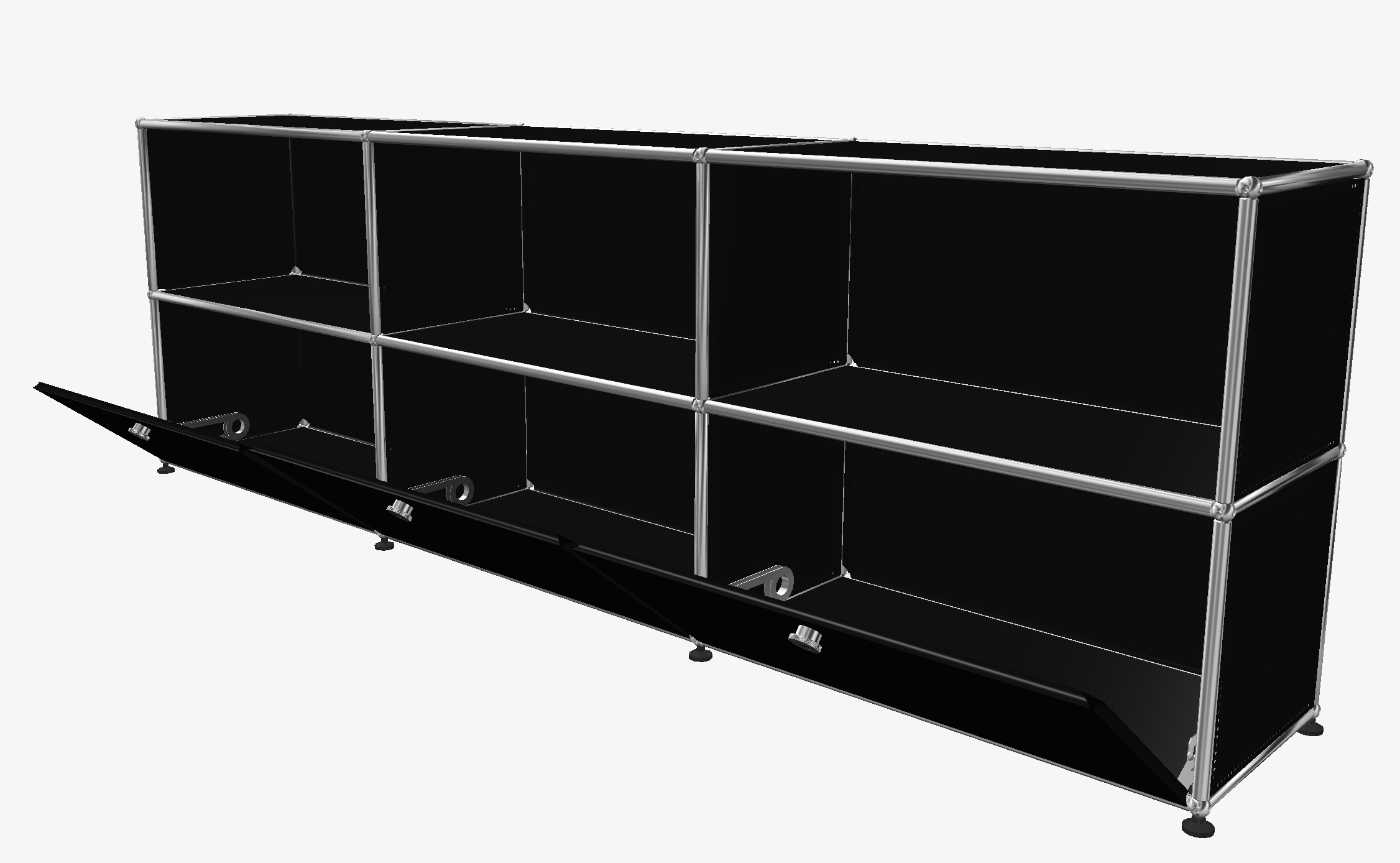 USM Haller Sideboard 3 Open / 3 Flaps Noir graphite - FAST DELIVERY     