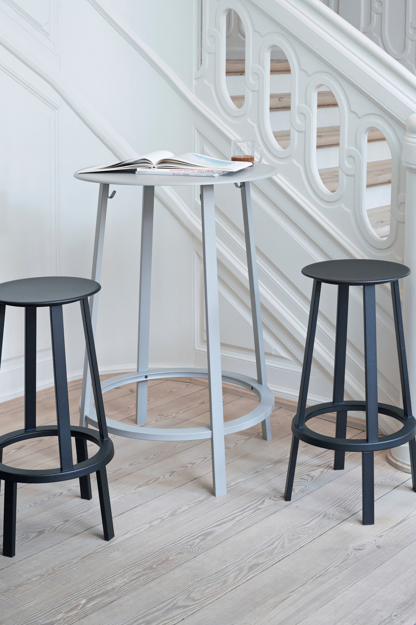 Revolver Bar Stool Tabouret de bar HIGH 76 cm Steel SKY GREY Hay PIÈCE UNIQUE 