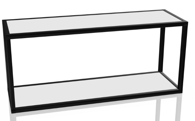 P4 Hängeregal von Palmberg, 80 cm breit. Modernes Wandregal in Schwarz und Weiß.