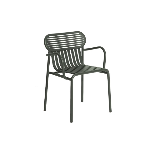 Week-End Garden Armlehnenstuhl von Petite Friture in Glasgrün, moderner Outdoor Stuhl aus Metall.