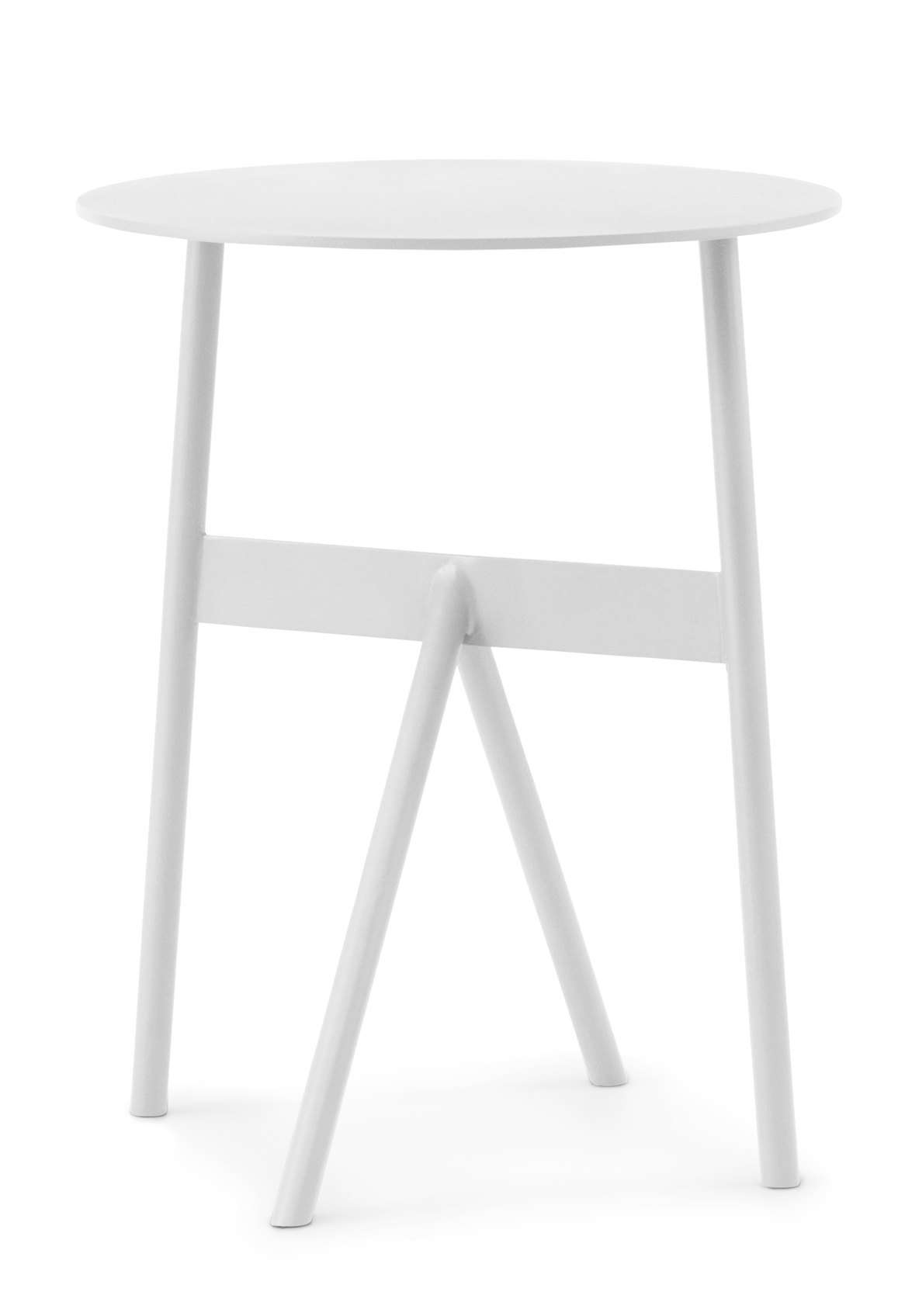 Weißer Stock Table Beistelltisch von Normann Copenhagen mit runder Tischplatte und minimalistischem Design.