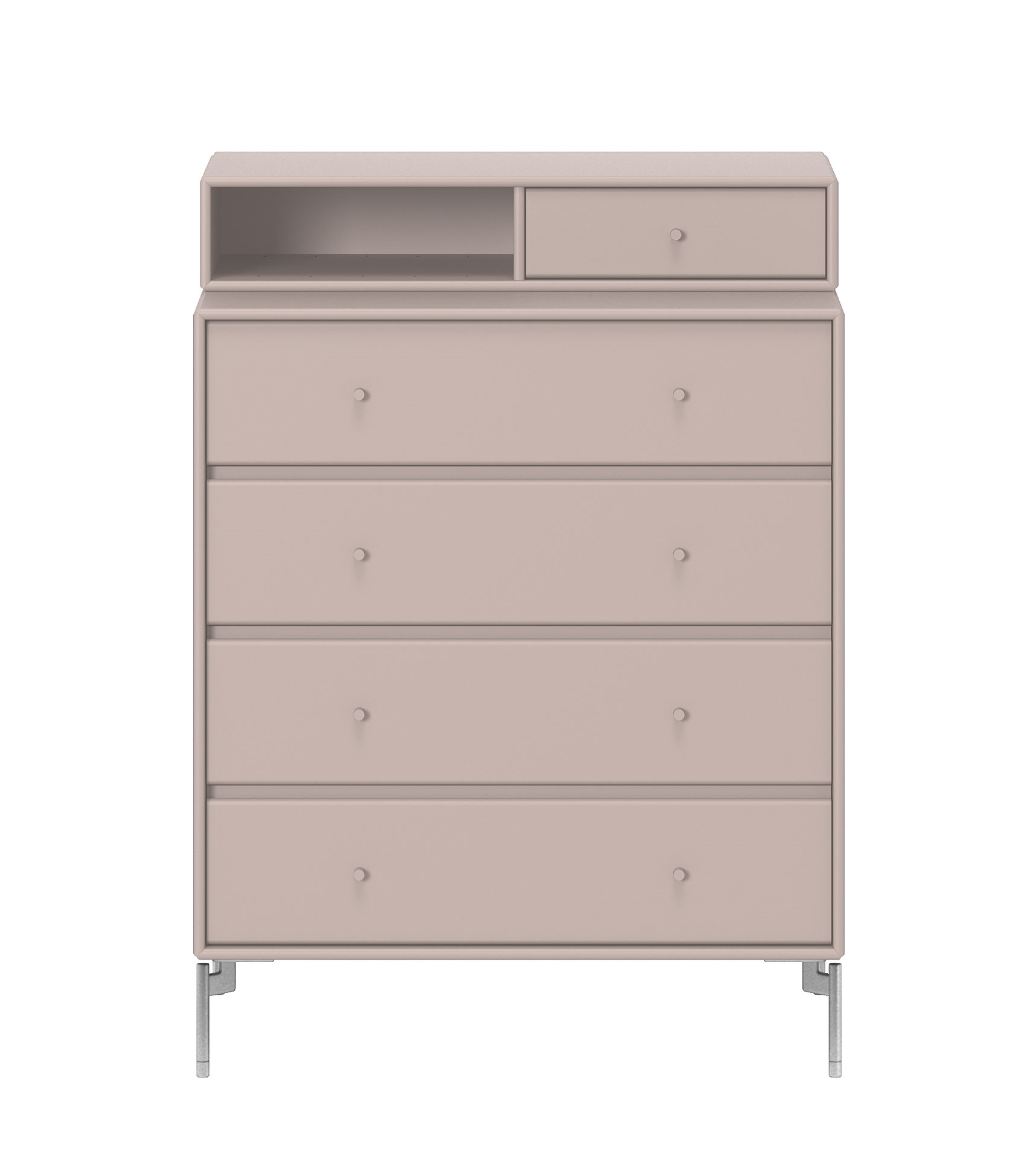 KEEP Kommode Mushroom Montana: Moderne Kommode mit fünf Schubladen und Ablagefach in Pilzfarben.