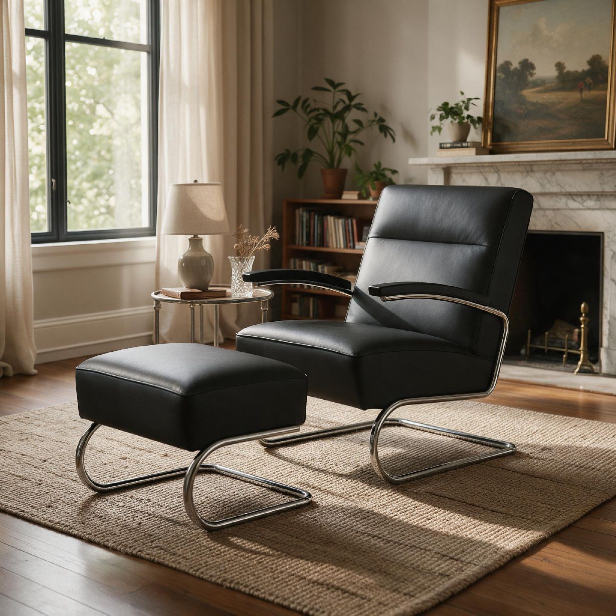 Chaise cantilever Thonet S 412 / S412 avec repose-pieds OFFERT