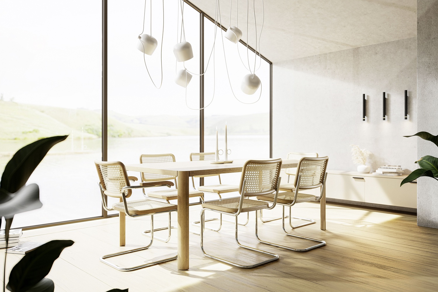 S 32 V Tube en acier Classique à bras oscillant libre CHROME/NATUREL Thonet COMBINAISON PRÉFÉRÉE