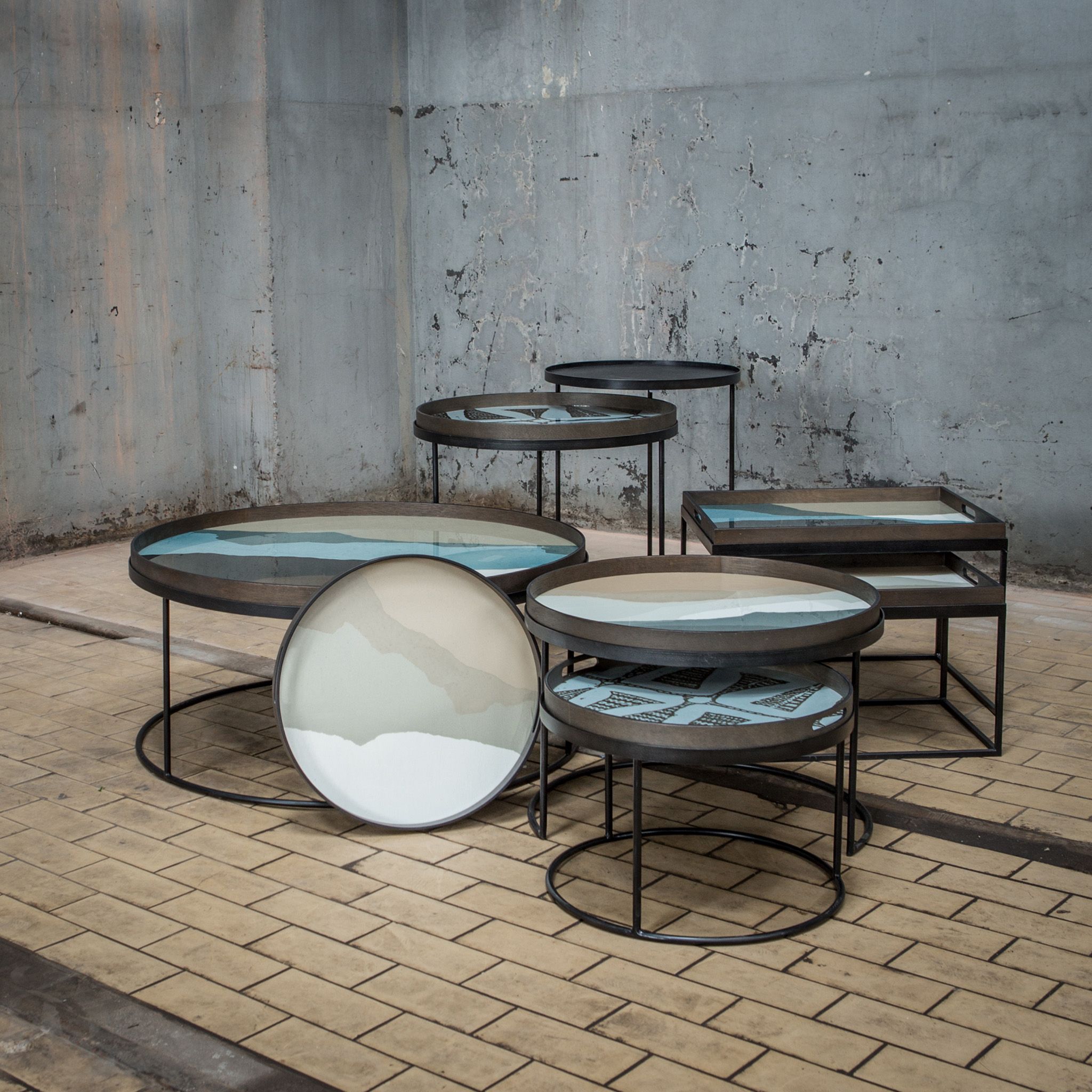 Table basse 2 pièces Noir Rond S/L Ethnicraft 