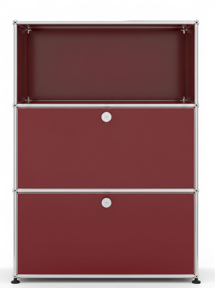 Buffet haut USM Haller 1 tiroir ouvert / 2 tiroirs Rouge rubis