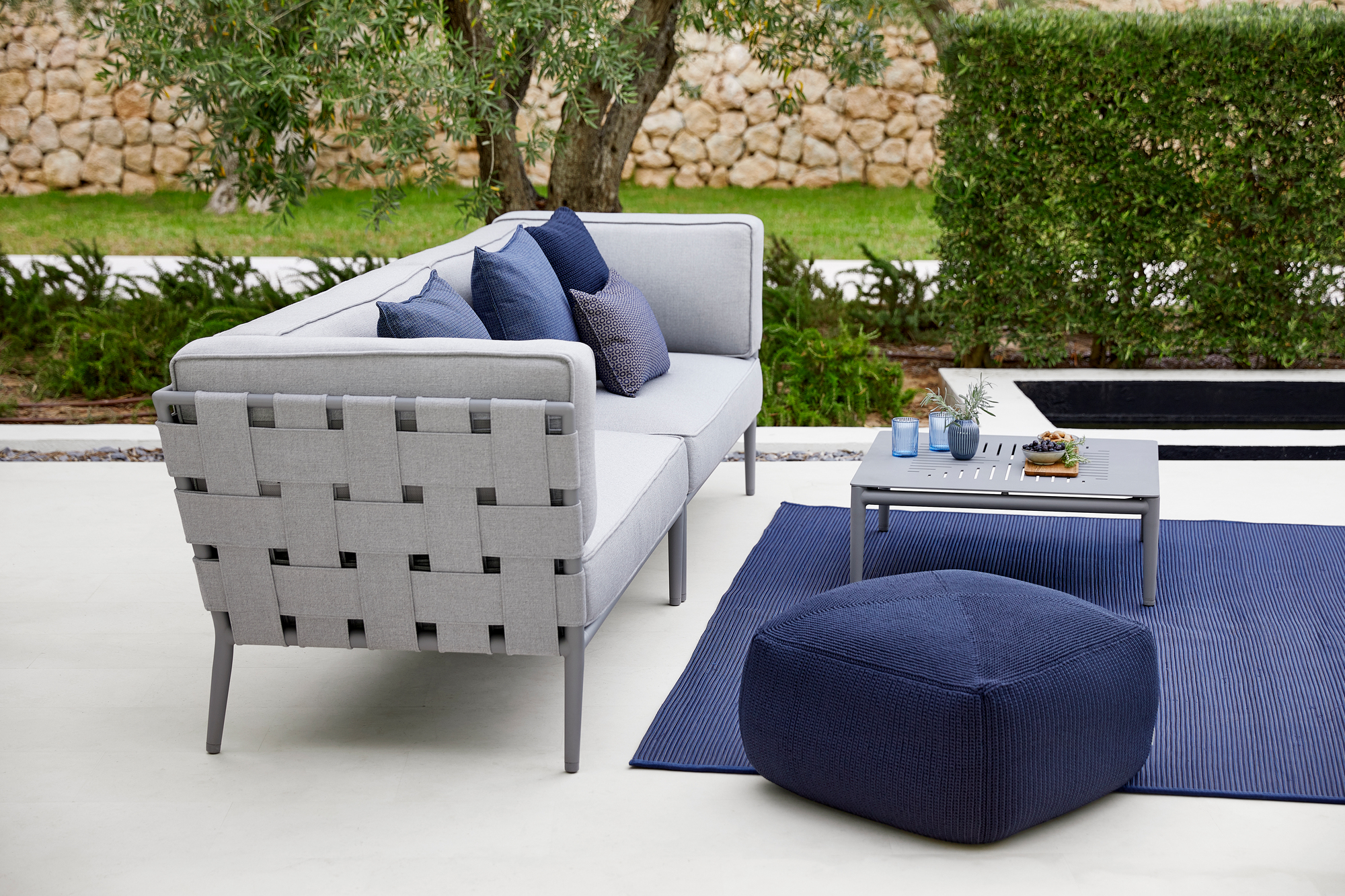 Conic AirTouch Outdoor 2 places modulaire canapé droite gris clair Cane-Line