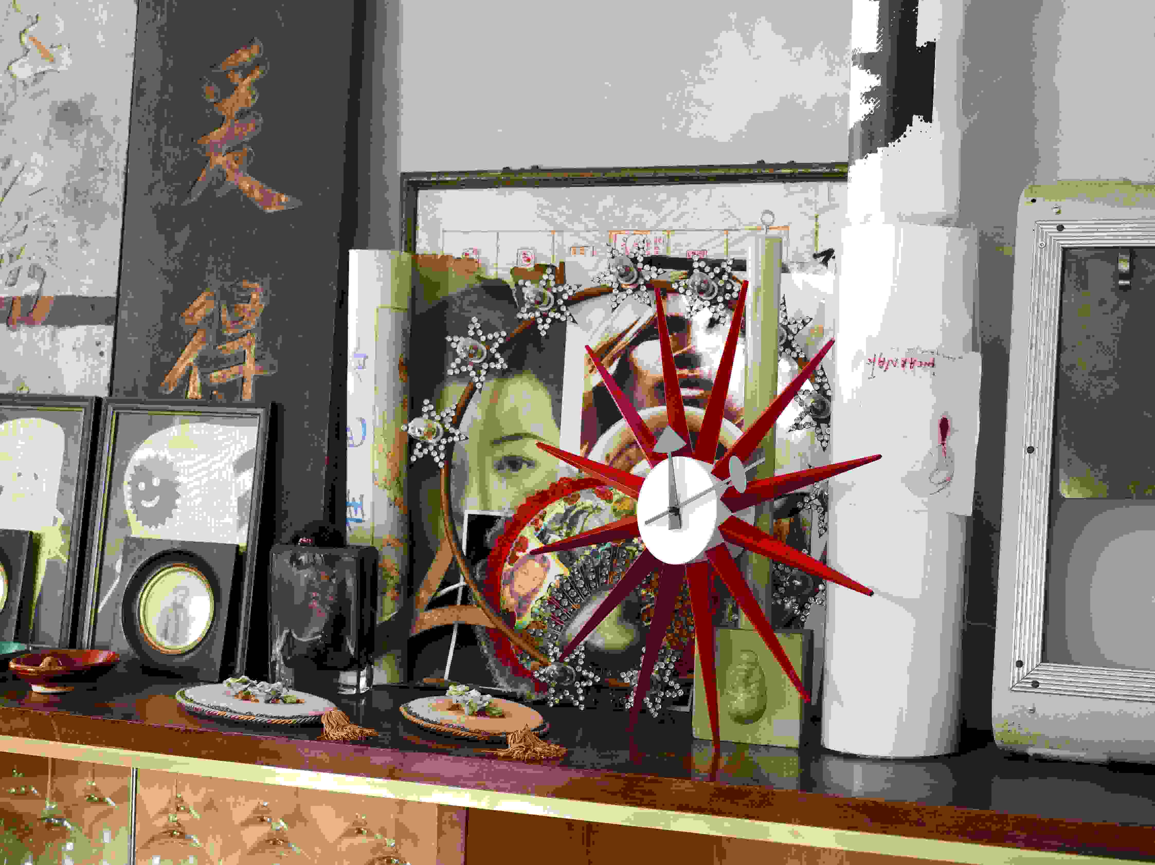Sunburst Clock Horloge Murale - rouge Vitra