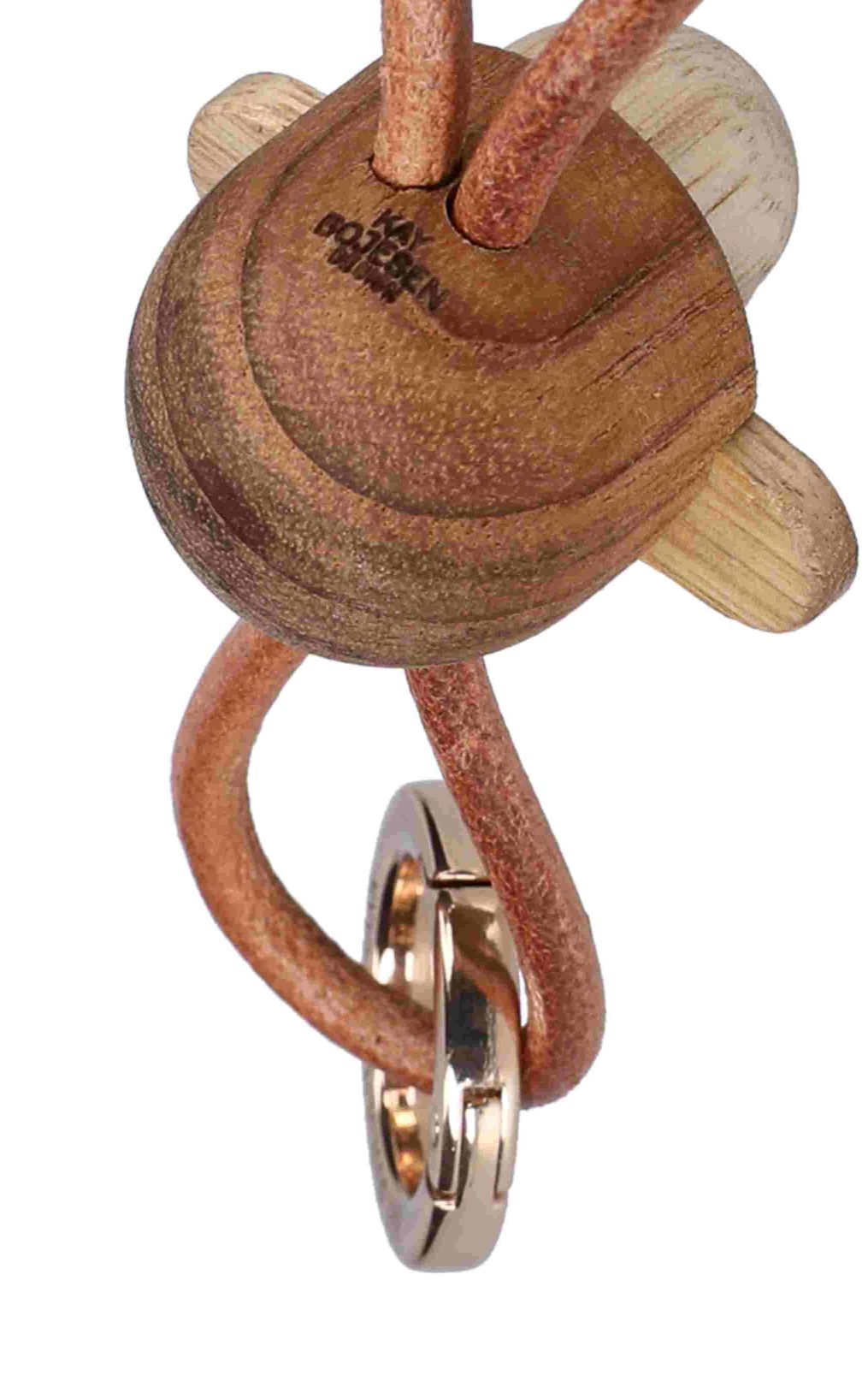 Singe porte-clés métal doré avec cuir naturel Kay Bojesen
