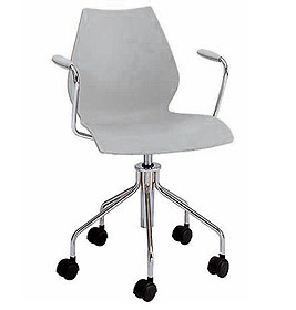 Chaise pivotante Maui avec vérin à gaz et accoudoirs Kartell