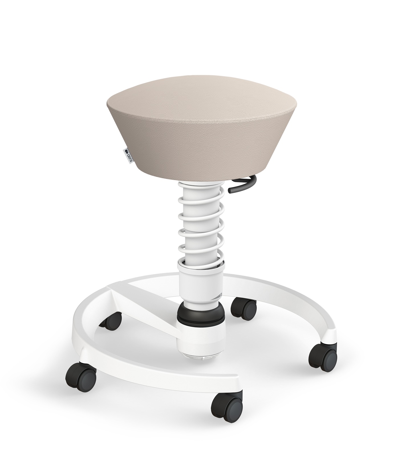 Tabouret à roulettes Swopper Cadre blanc / Cuir Uruguay Ice Aeris