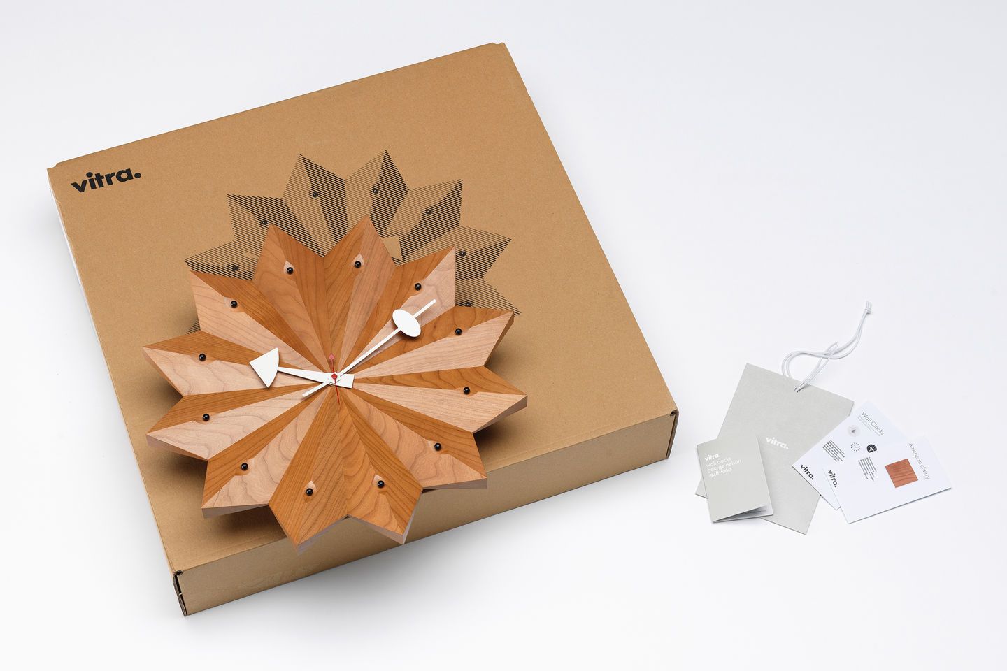 Fan Clock Horloge Murale Bois De Cerisier Vitra