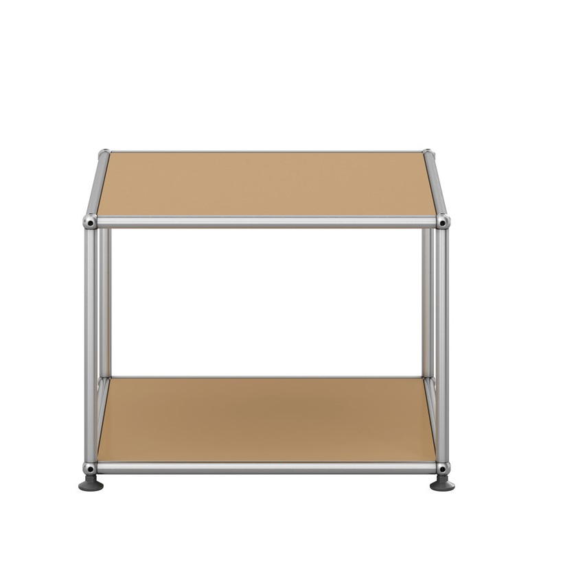 USM Haller Beistelltisch offen in Beige: Moderner Nachttisch mit zwei Ablageflächen für Schlafzimmer.