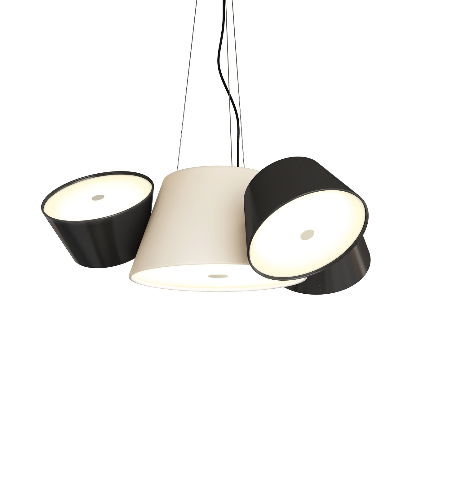 Tam Tam 3 LED Lampe suspension marset Pearlblanc-Noir
