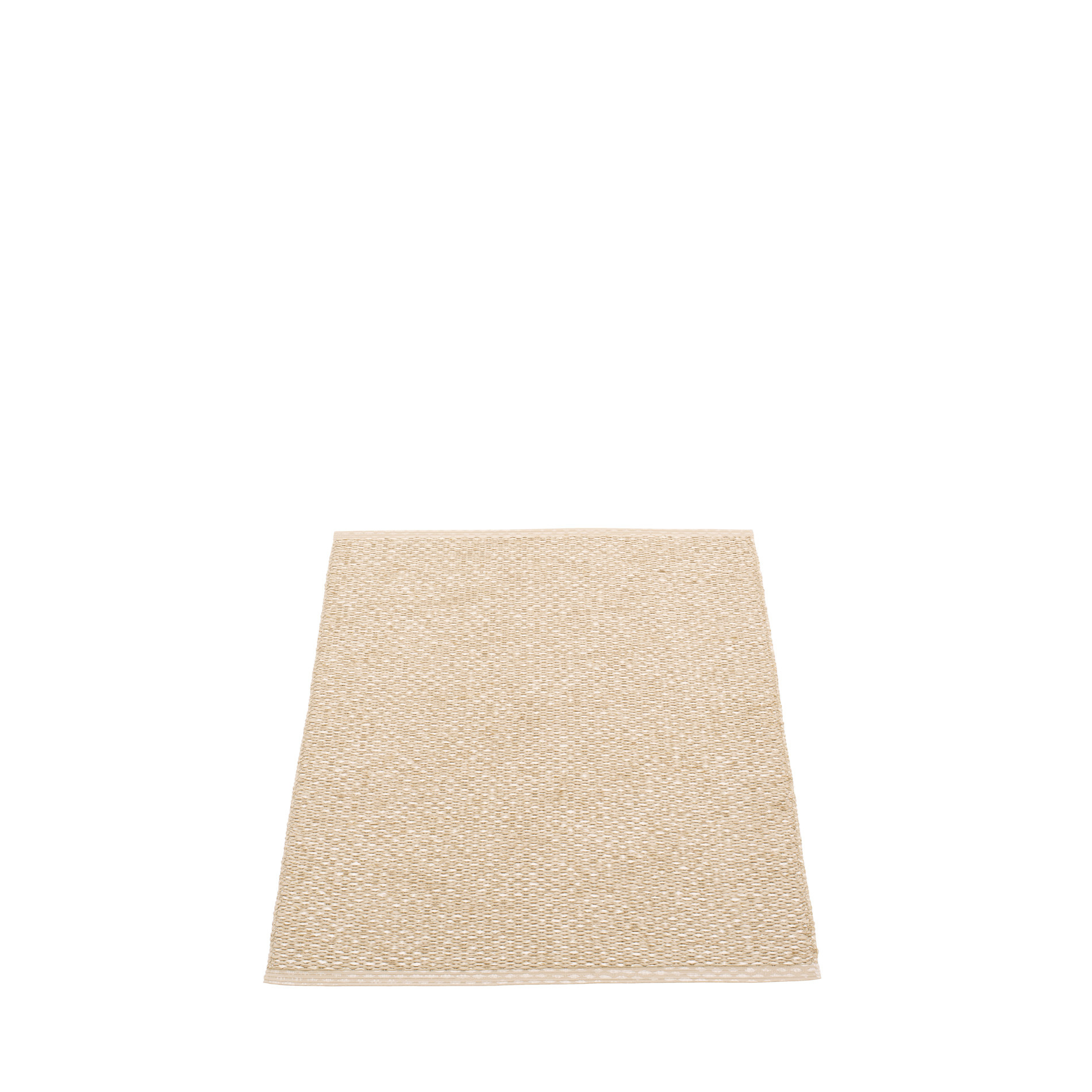 Beiger Kunststoffteppich Svea von Pappelina, Größe 70x90 cm, gewebte Textur für Innen und Außen.