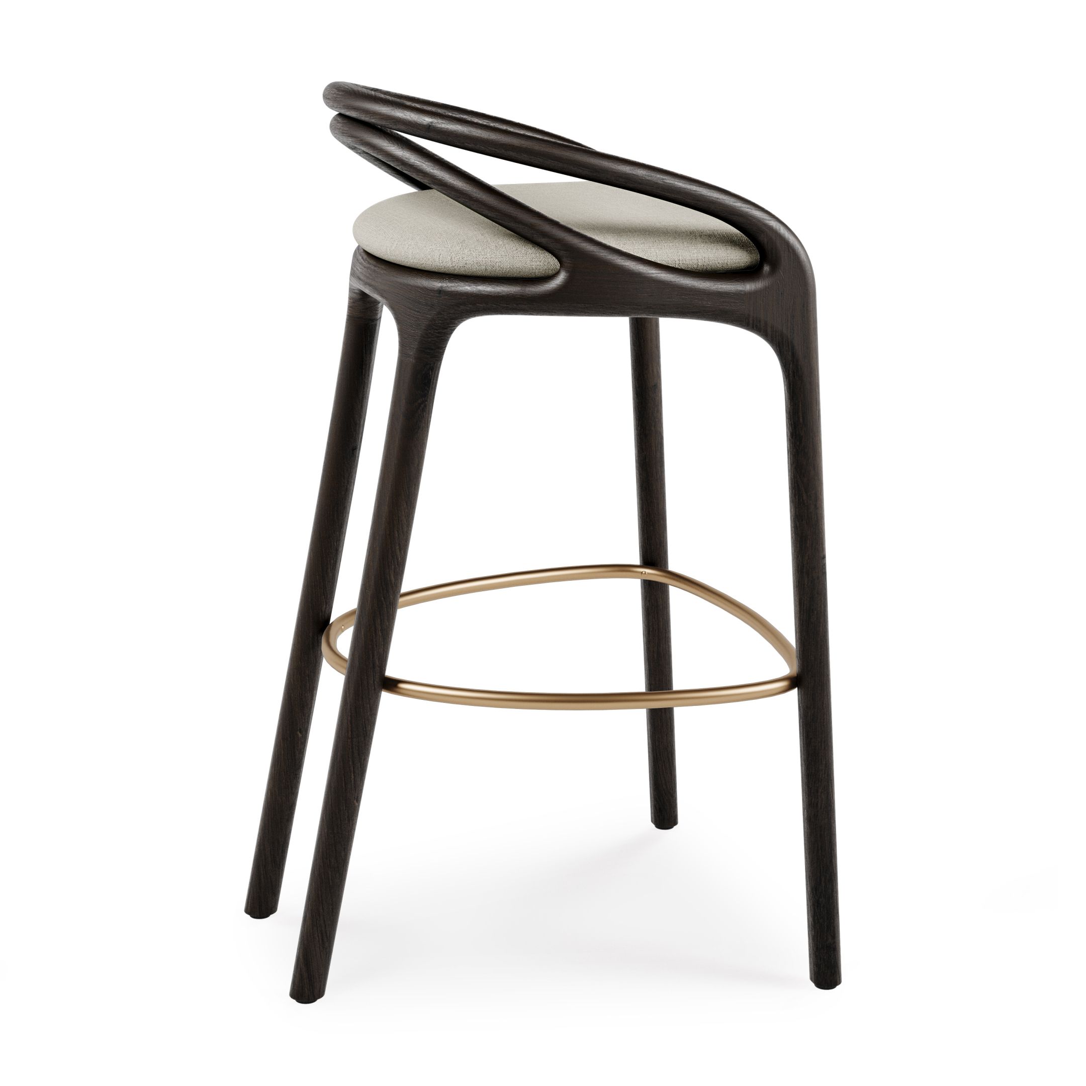 Aleta Tabouret de bar couleur laiton - beige Morpho