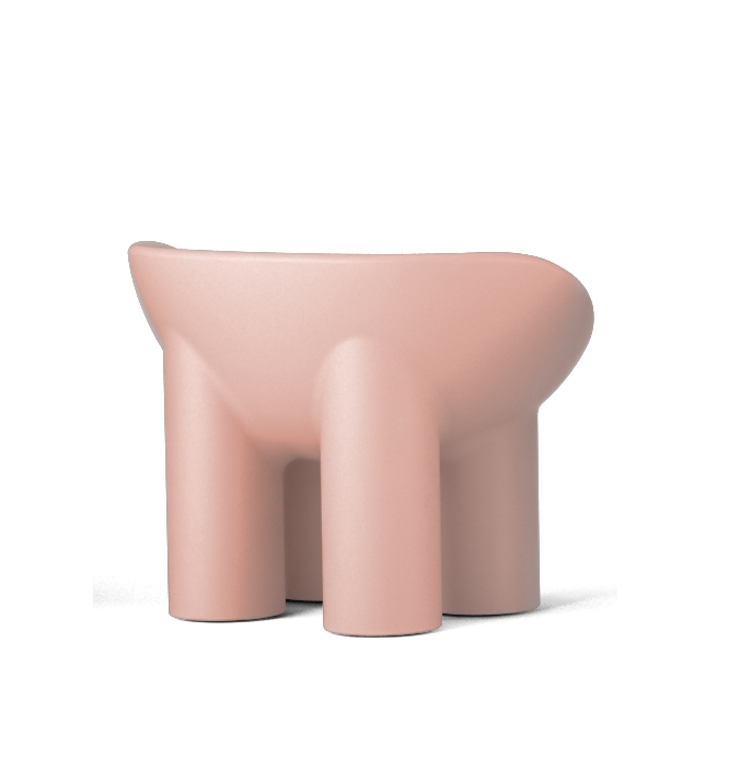Roly Poly Sessel in Rosa: Moderner Design Sessel mit vier Beinen für Wohnzimmer.