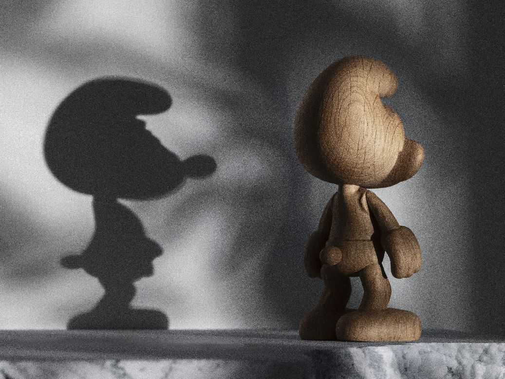 Petite figurine en bois Schtroumpf Boyhood
